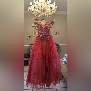 Jovani Red Beaded Prom Dress
